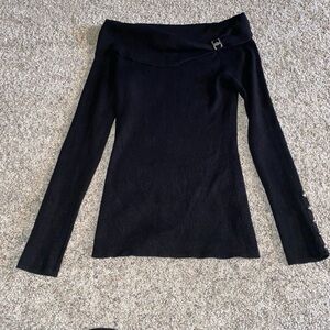 White House Black Market Off-Shoulder Black Sweater